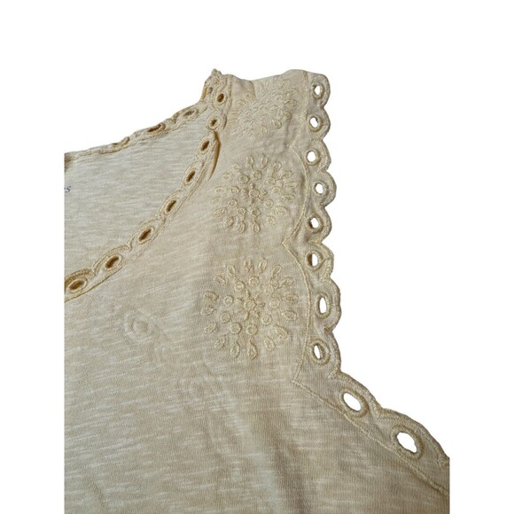 Talbots Cotton Yellow/Gold Tank Top Embellished with Embroidery Size Large EUC - Picture 3 of 4
